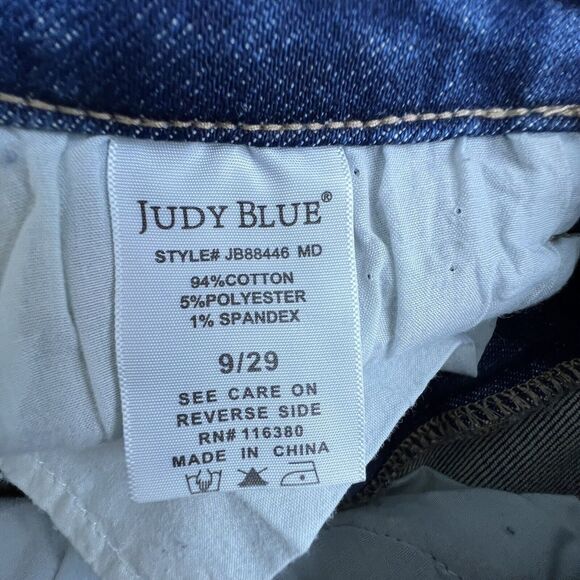 Judy Blue Womens Medium Wash High Rise Destroyed Knee Straight Fit Jeans 9/29 - Picture 9 of 9
